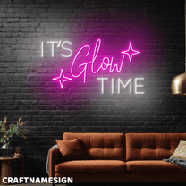 Craftnamesign It's Glow Time Neon Light Wall Sign For Makeup Studio Decoration