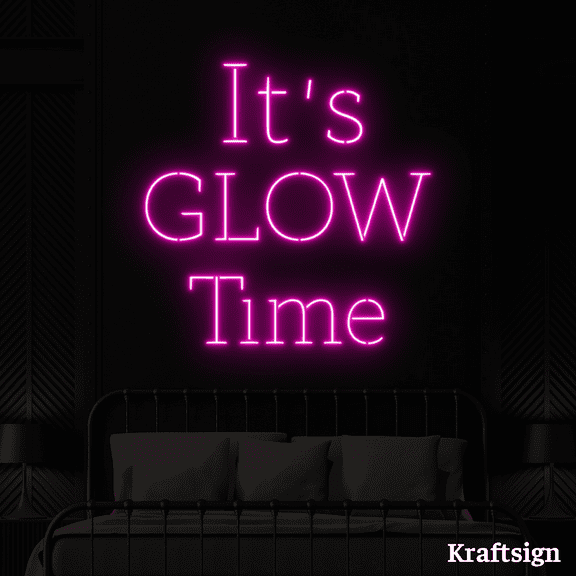 Craftnamesign It's Glow Time Neon Sign, Bedroom Wall Art, Quotes LED Sign