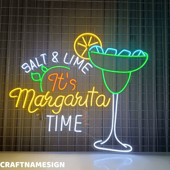 Craftnamesign It's Margarita Time Neon Sign, Margarita Wall Art, Wall Decor For Bar