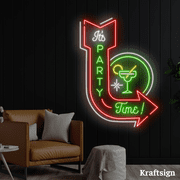 Craftnamesign Its Party Time Neon sign, Open Welcome Signage, Bar Decor
