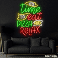 thumbnail image 1 of Craftnamesign It's Time To Eat Pizza And Relax Neon Sign, Pizza Shop Decor, 1 of 4