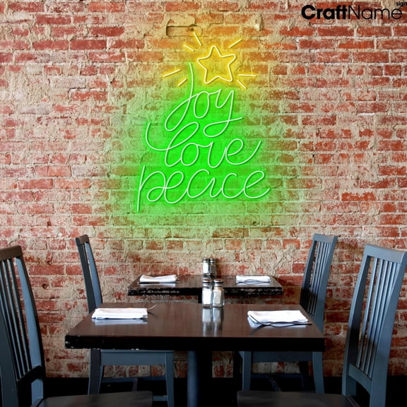 Craftnamesign Joy Love Peace LED Sign Light Wall Art For Shop Christmas Decor
