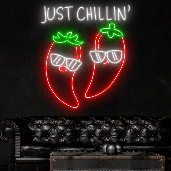 Craftnamesign Just Chillin' Neon Sign, Chilli Wall Art, Chilli Wall Decor