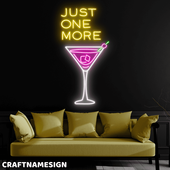 Craftnamesign Just One More Cosmopolitan Neon Sign, Bar Pub Wall Art, Cocktail Decor