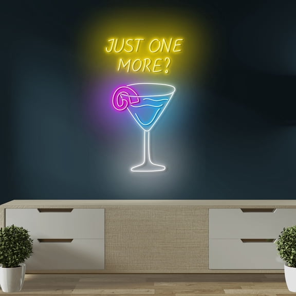 Craftnamesign Just One More Neon Light, Cocktail LED Sign, Cocktail Bar Wall Art
