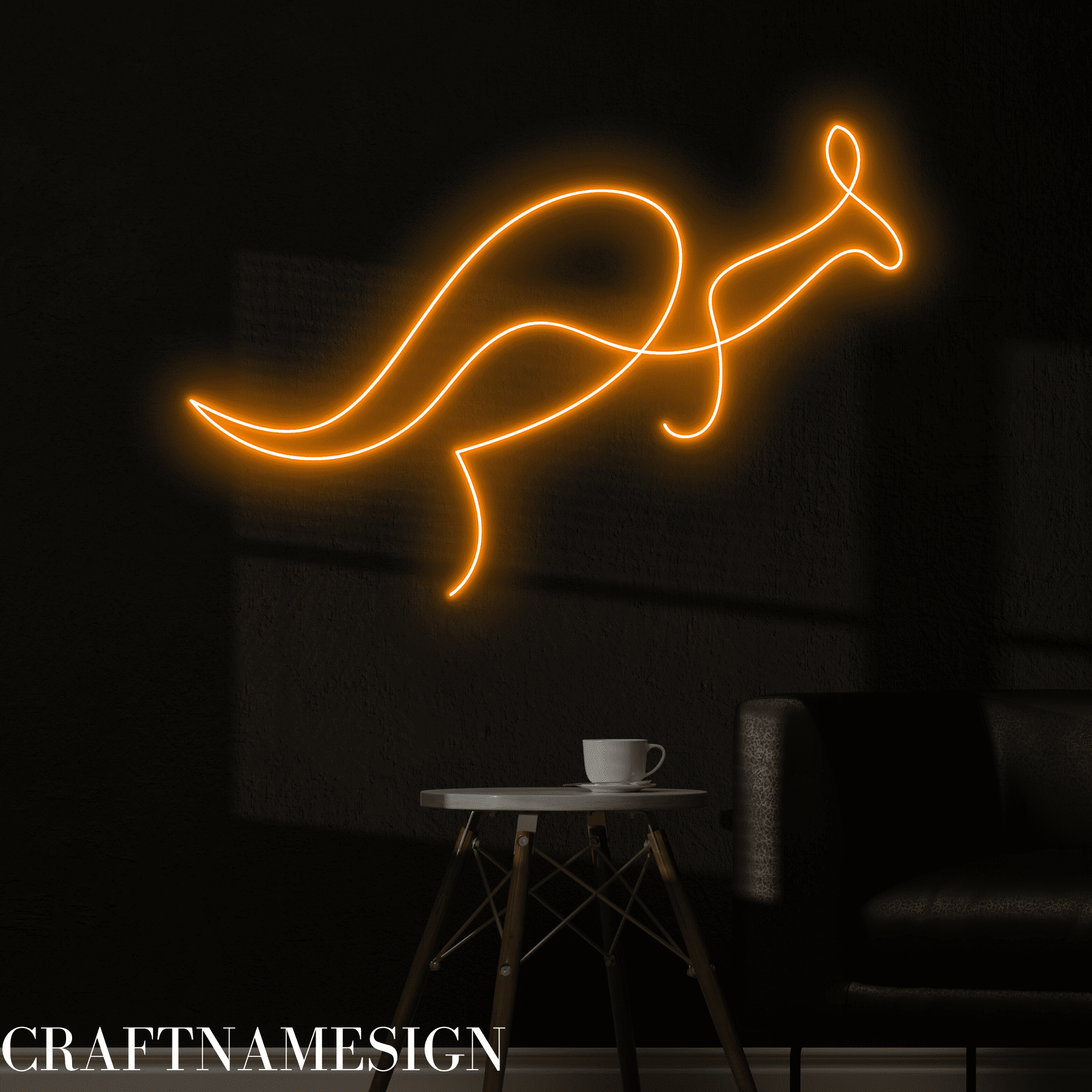 Craftnamesign Kangaroo Line Art Neon Sign for Kid Room Nursery Bedroom