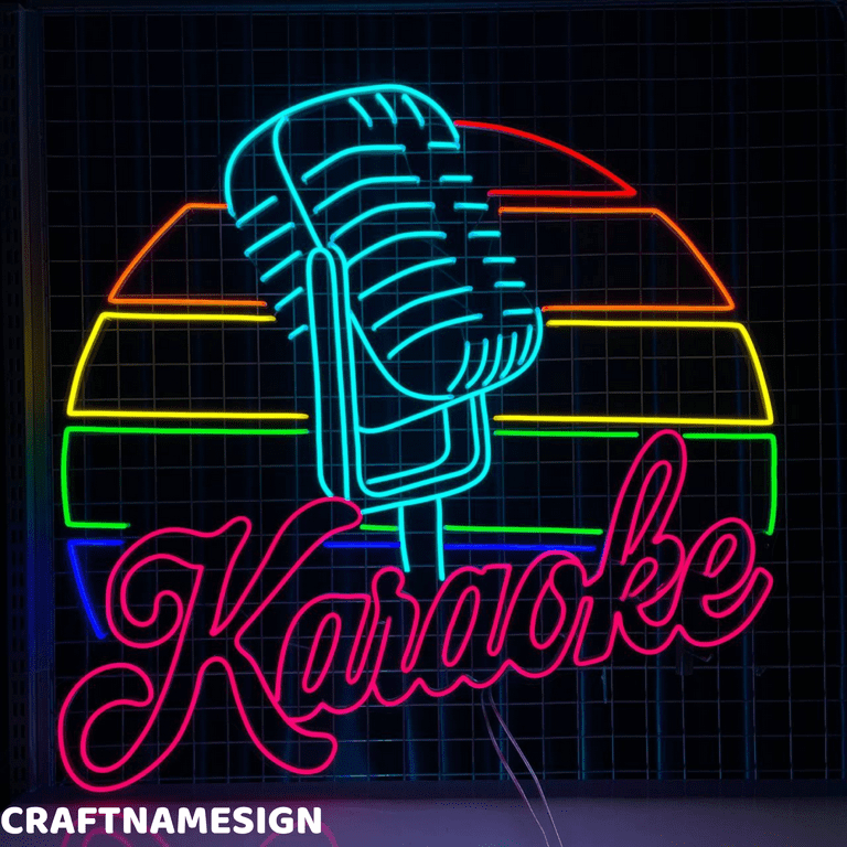 Craftnamesign Karaoke Neon Sign, Karaoke Bar Club Wall Art