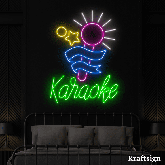 Craftnamesign Karaoke Neon Sign, Karaoke LED Sign, Karaoke Wall Art Decor