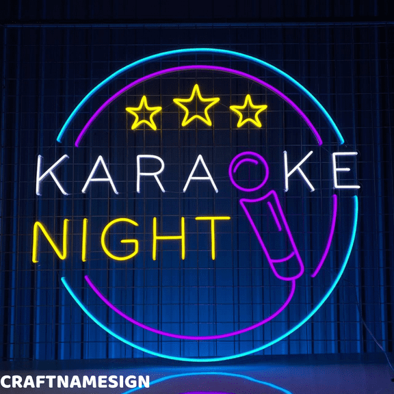 Craftnamesign Karaoke Night Led Sign, Karaoke Open Wall Decor, Karaoke Room Wall Art