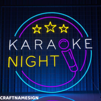 Craftnamesign Karaoke Night Led Sign, Karaoke Open Wall Decor, Karaoke Room Wall Art