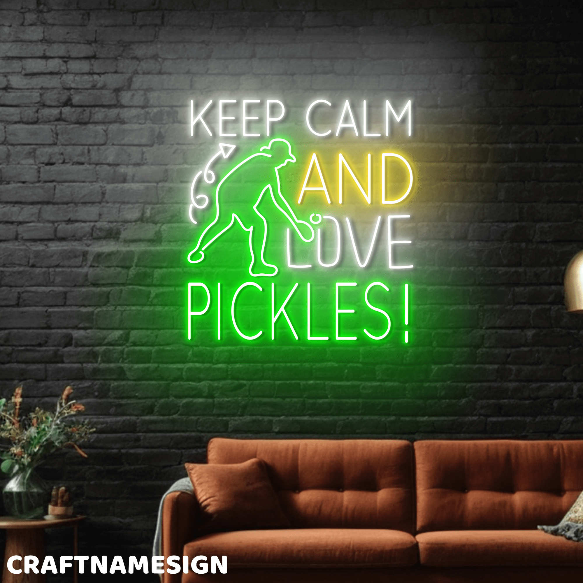 Craftnamesign Keep Calm And Love Pickles Led Sign, Pickleball Decor ...
