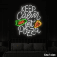 thumbnail image 1 of Craftnamesign Keep Calm Eat Pizza Neon Sign, Pizza Restaurant Shop Decor, 1 of 4