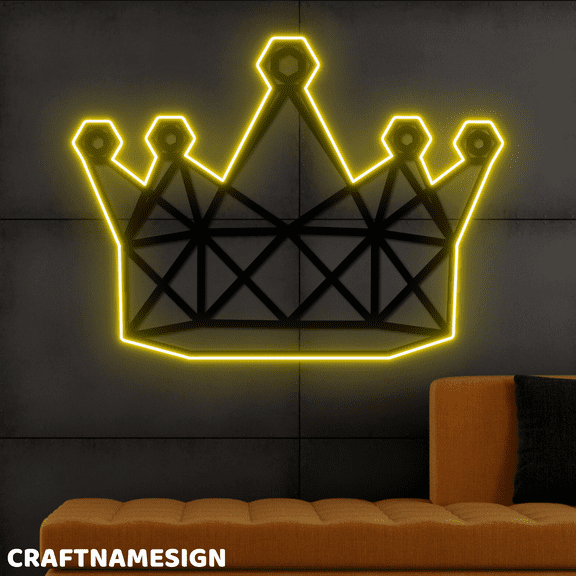 Craftnamesign King Crown Neon Decal, Bar Pub Wall Sign, Bedroom Wall Decor