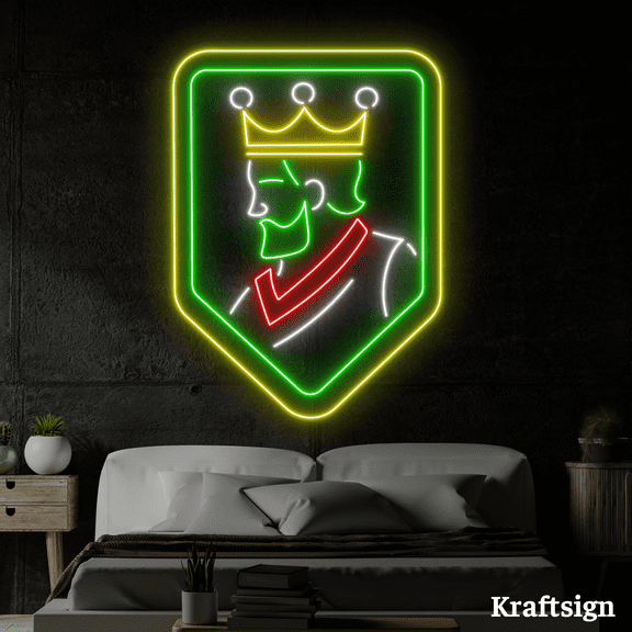 Craftnamesign King Line Art Neon Sign, King Lover Gifts, Bar Club Decor