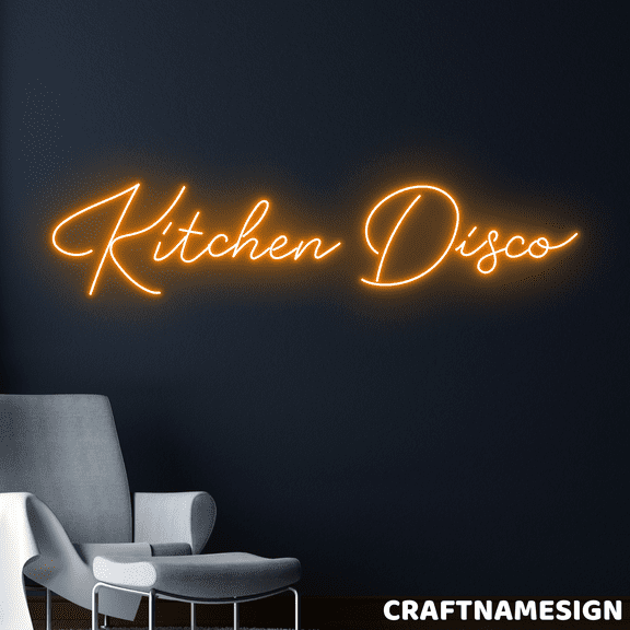 Craftnamesign Kitchen Disco Neon Sign, Kitchen Light Up Wall Decor, Home Bar Wall Art