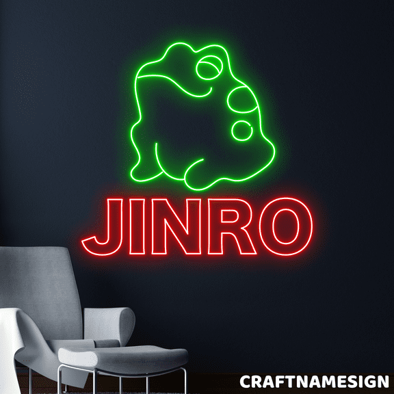 Craftnamesign Korean Frog Jinro Soju Neon Sign, Soju Bar Club Decor, Restaurant Wall Art