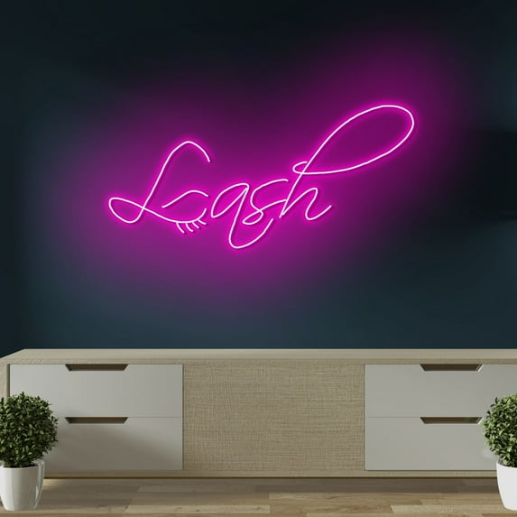 Craftnamesign Lash Neon Light Wall Art, Lash Beauty Salon LED Light Decor, Eyelash Wall Art