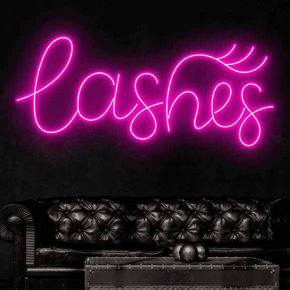 Craftnamesign Lashes Neon Sign, Beauty Salon Decor, Lashes Wall Art