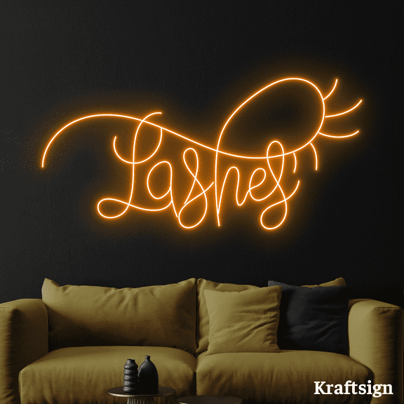 Craftnamesign Lashes Neon Sign, Lashes Studio Decor, Lashes LED Signage