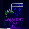 thumbnail image 1 of Craftnamesign Laundry Room 247 Neon Sign, Welcome Wall Art, Laundry Wall Decor, 1 of 4