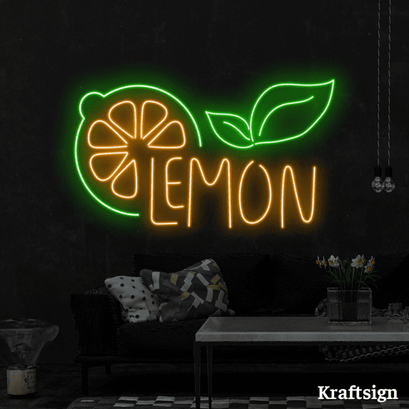 Craftnamesign Lemon Neon Sign, Fruit Lemon Shop Decor, Lemonade LED Sign