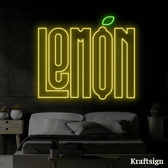 Craftnamesign Lemon neon Sign, Lemon LED Sign,Lemon Shop Decor, Fruit Sign