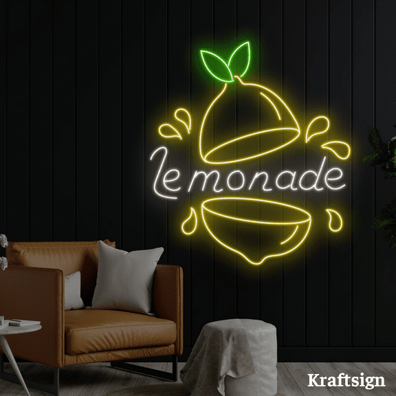 Craftnamesign Lemonade Neon Sign, Lemon Shop Decor, Fruit Shop Wall Art