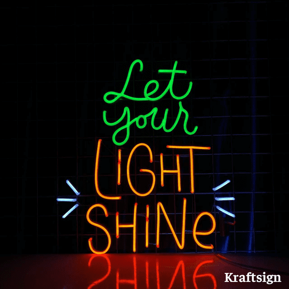 Craftnamesign Let Your Light Shine Neon Sign, Bedroom Decor, Quotes Decor