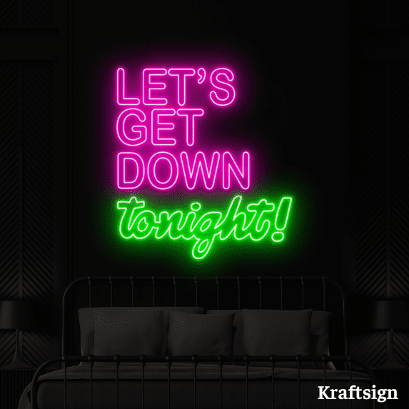 Craftnamesign Let's Get Down Tonight Neon Sign,Party Decor,Eatery Wall Art