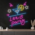 thumbnail image 1 of Craftnamesign Let's Party Cocktail Neon Sign, Bar Pub LED Sign, Party Decor, 1 of 4