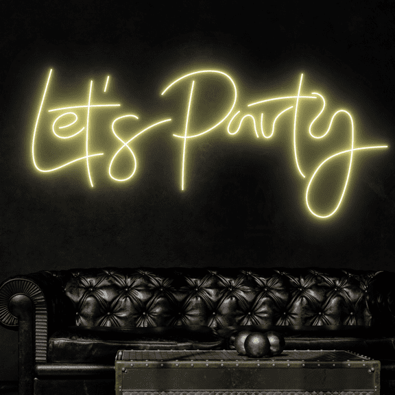 Craftnamesign Let's Party Neon Sign, Party Wall Art Home Party Decor Birthday Party Sign