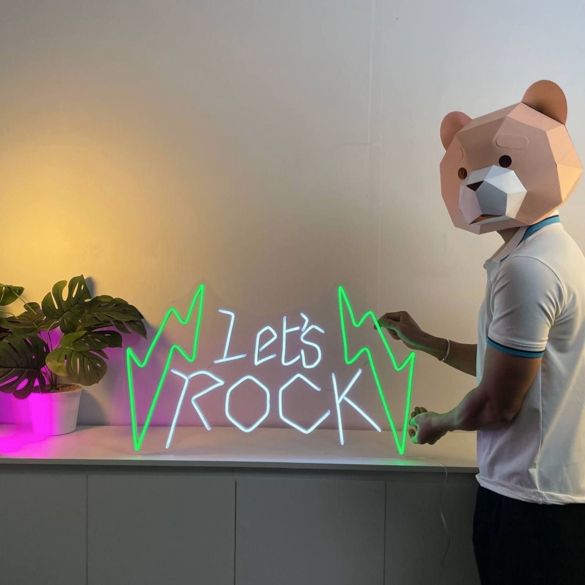 Craftnamesign Let's Rock Neon Sign Wall Art, Rock Music Room Led Light ...