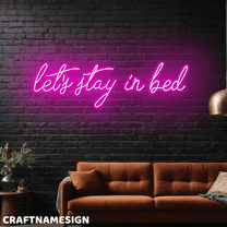 Craftnamesign Let's Stay In Bed Neon Light For Wall Decor, Bedroom LED Wall Sign