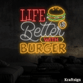 thumbnail image 1 of Craftnamesign Life Better Burger Neon Sign, Burger Fast Food Shop Decor, 1 of 4