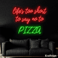 thumbnail image 1 of Craftnamesign Life's Too Short Pizza Neon Sign, Pizza Restaurant Decor, 1 of 4