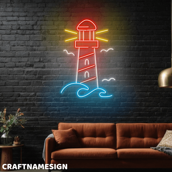 Craftnamesign Lighthouse Neon Light, Lighthouse Led Signage, Living ...