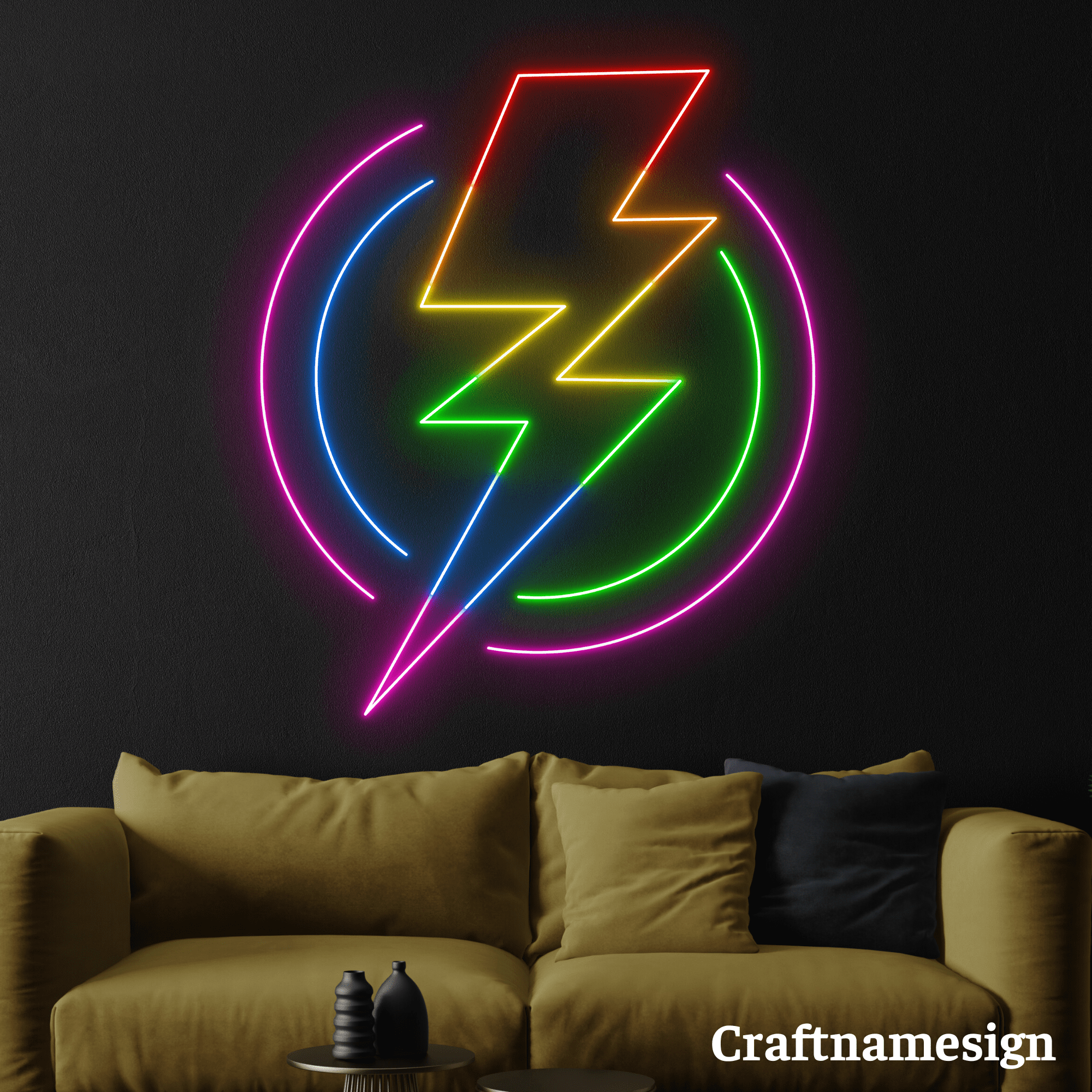 Craftnamesign Lightning Bolt Neon Sign for Bedroom Bar Club Happy Pride ...