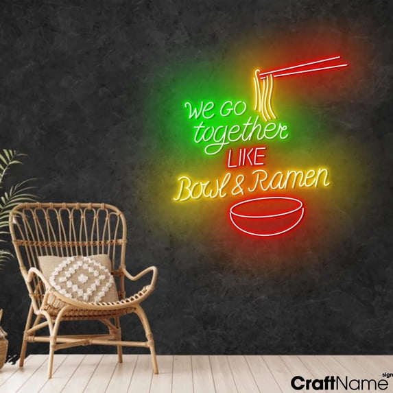 Craftnamesign Like Bowl & Ramen Neon Light Up Wall Sign For Japanese Store Decorations