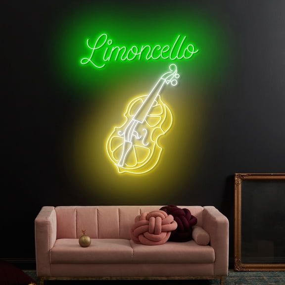 Craftnamesign Limoncello Neon Sign, Limoncello Cocktail Bar Led Light Decor, Cello Sign Wall Art