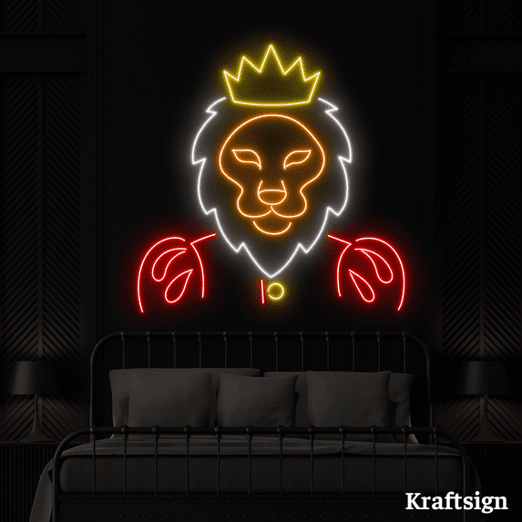 Craftnamesign Lion King Neon Sign, Men Cave Decor, Lion Lover Gifts