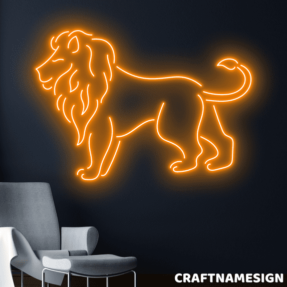 Craftnamesign Lion Neon Sign, Bar Pub Led Light Wall Decor, Bedroom Wall Art