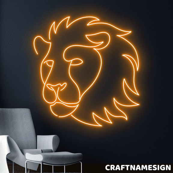 Craftnamesign Lion Neon Sign, Bedroom Led Light Wall Art, Bar Pub Wall Decor
