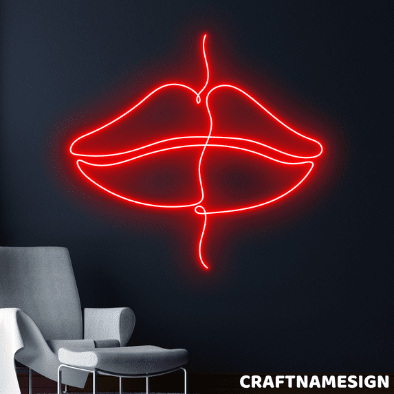 Craftnamesign Lip Line Art Neon Sign, Botox Spa Wall Decor, Bedroom Wall Art