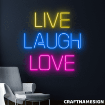 Craftnamesign Live Laugh Love Neon Sign, Bedroom Wall Decor, Living Room Wall Art