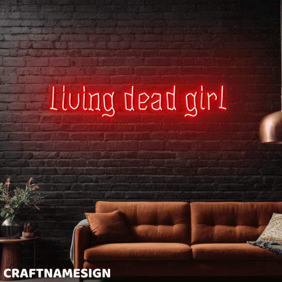 Craftnamesign Living Dead Girl Neon Sign, Gothic Girl Wall Sign, Bedroom Wall Decor