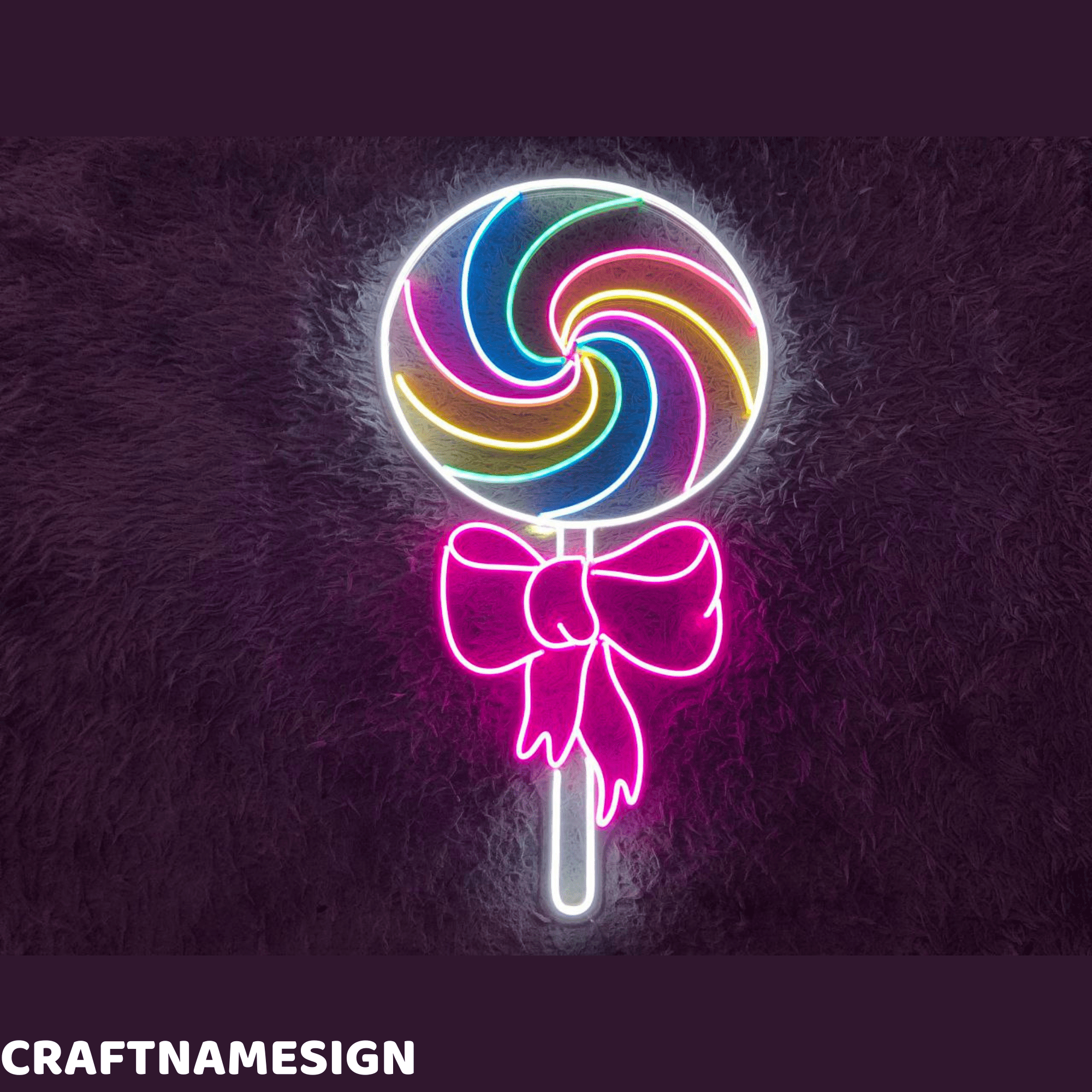 Craftnamesign Lollipop Neon Sign, Lollipop Candy Wall Art, Store Shop