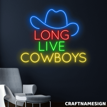 Craftnamesign Long Live Cowboys Neon Sign, Western Cowboy Party Wall Art Decor