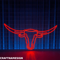 Craftnamesign Longhorn Bull Head Neon Sign, Bedroom Wall Decor, Western Room Wall Art