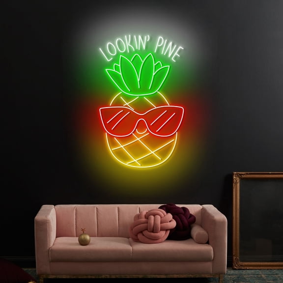 Craftnamesign Looking Pine Neon Light, Pineapple Wall Art, Pineapple Juice Store Led Sign