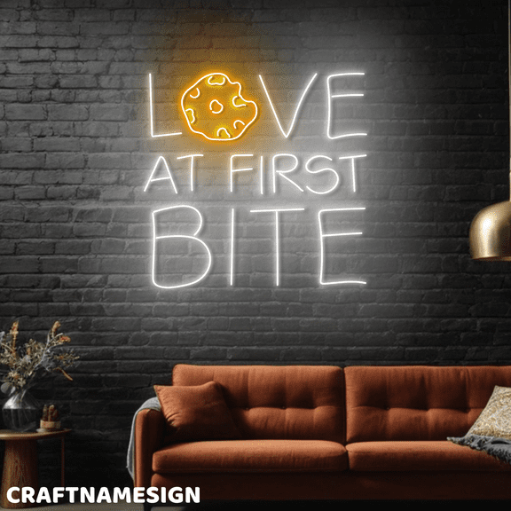 Craftnamesign Love At First Bite Neon Light, Cookies Wall Art, Grocery Wall Sign